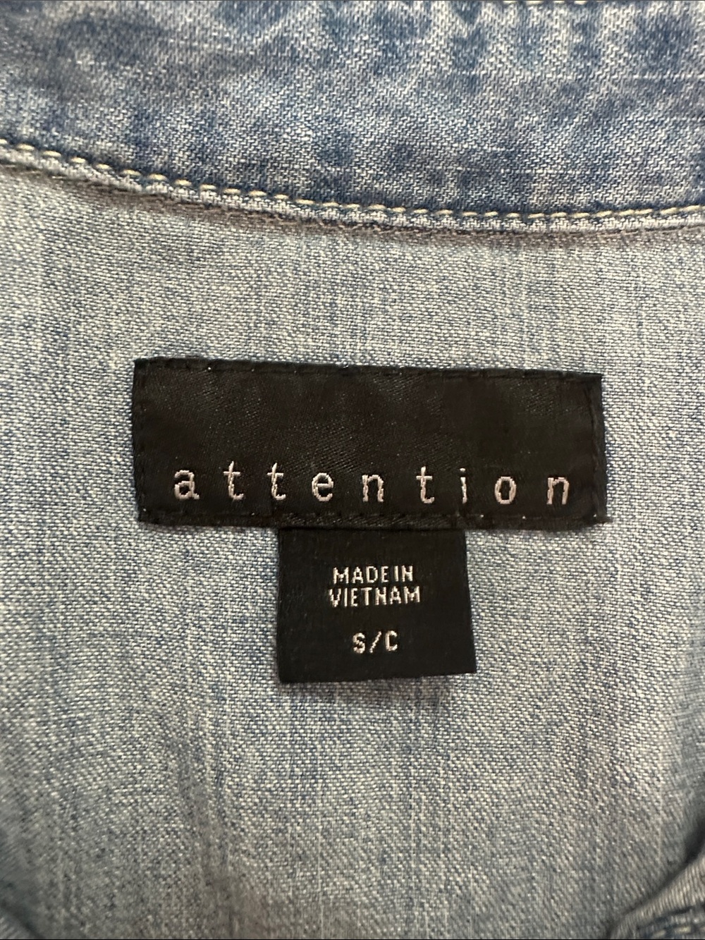Attention Light Blue Denim Shirt Dress with Drawstring Waist Size Small - Picture 2 of 4